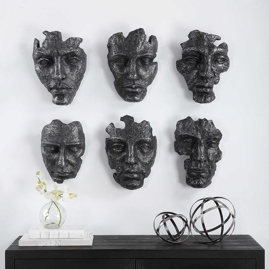 SET FACES WALL DECOR BLACK