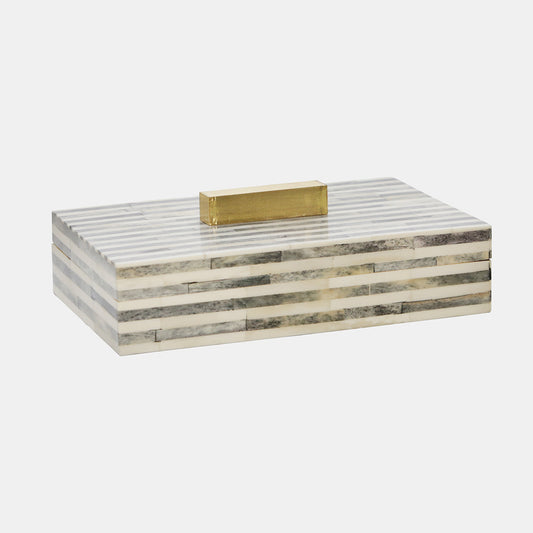 CAJA RECTANGULAR HUESO GRIS CON DORADO