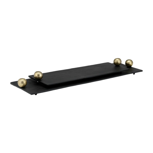 TRAY FLAT NEGRO CON DORADO