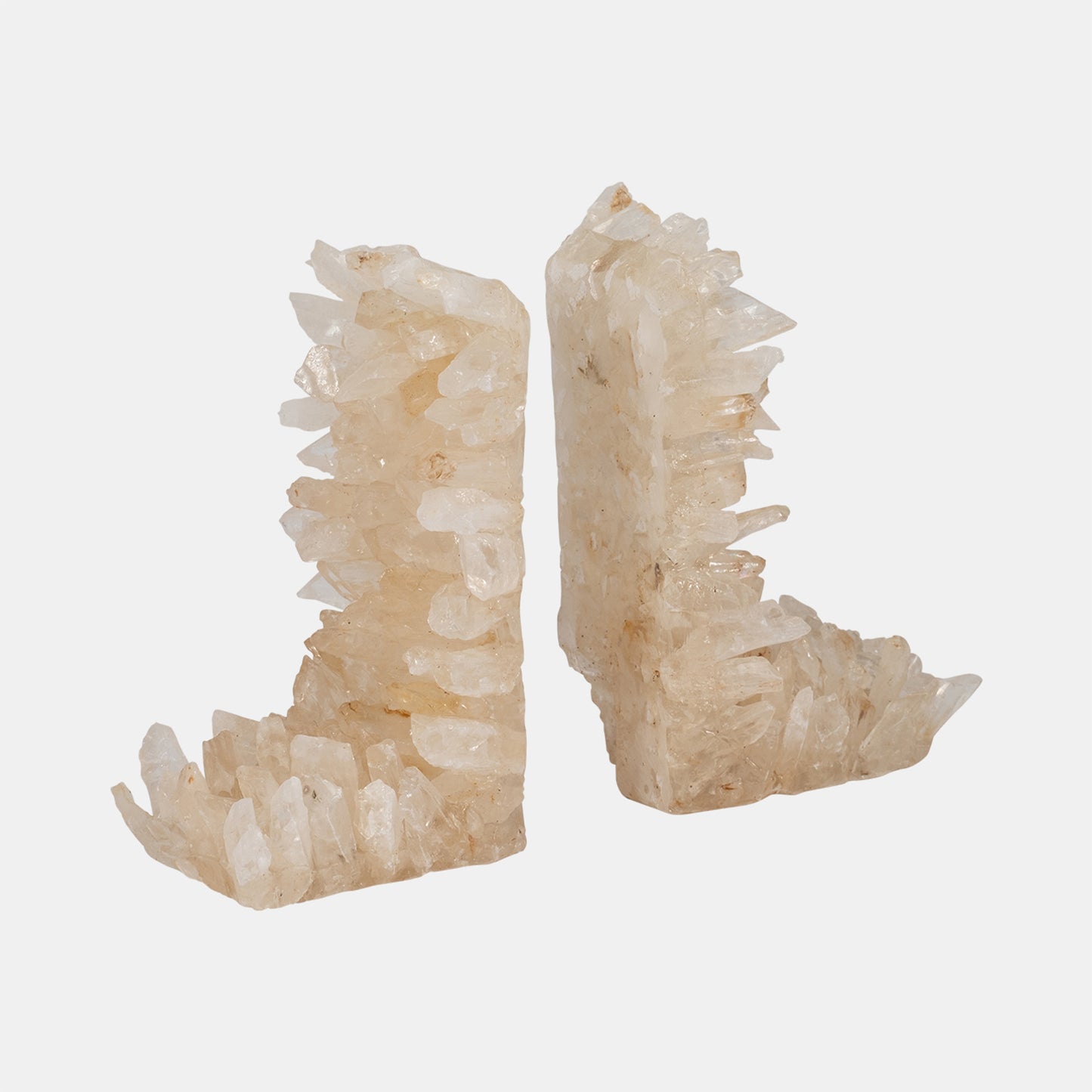 SET BOOK ENDS CRYSTAL IVORY